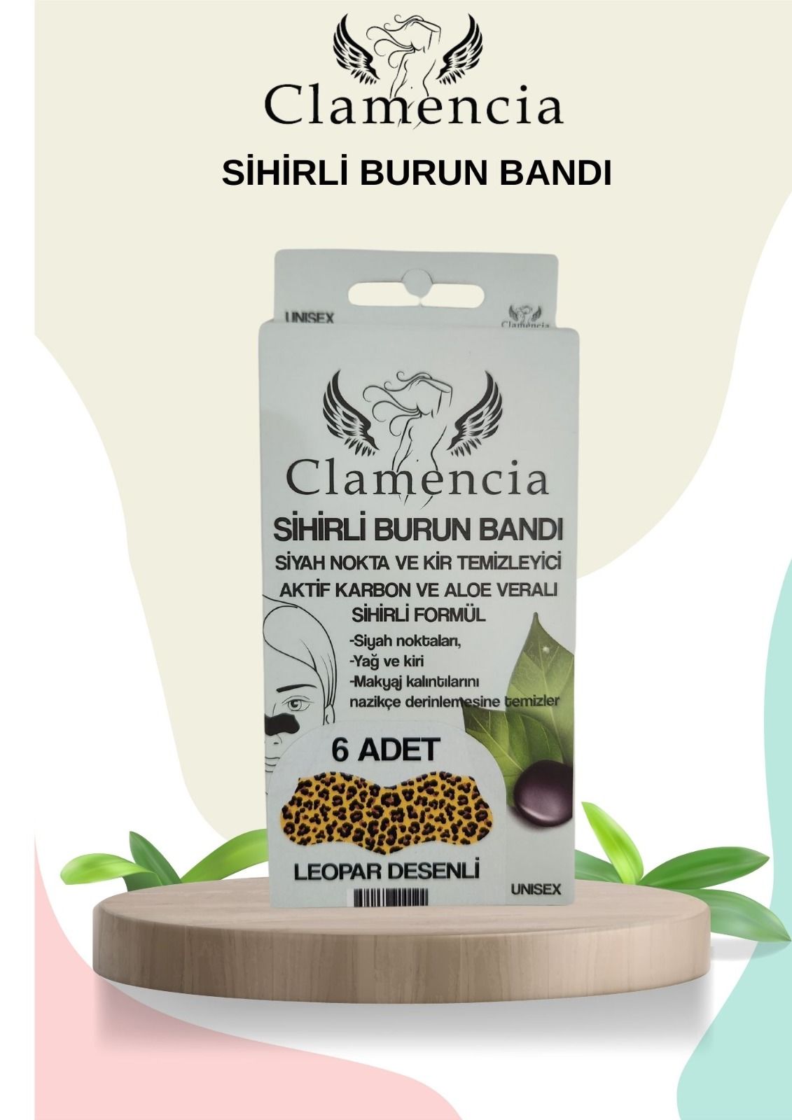 Clamencia Aktif Karbon Burun Bandı Leopar Desenli 6'lı